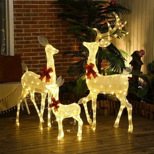 Outsunny 3-Piece Light-Up Reindeer Set – Outdoor Christmas Decor, Silver, US - Picture 1 of 6