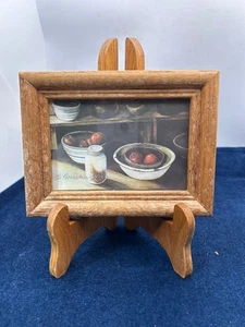 Small Wooden Easel With Framed Still Life Print By Leo Reynolds apples kitchen - Picture 1 of 6