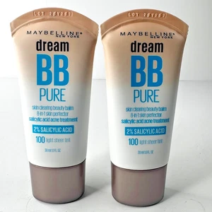 2x Maybelline Dream BB Pure 8-In-1 Beauty Balm 2% Salicylic Acid 1.0oz 100 Light - Picture 1 of 5