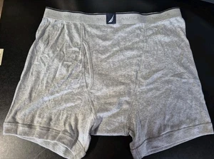 NOS Y2K Era Nautica XL Grey Full Cut 100% Cotton Knit Boxer Briefs Underwear Vtg - Picture 1 of 3