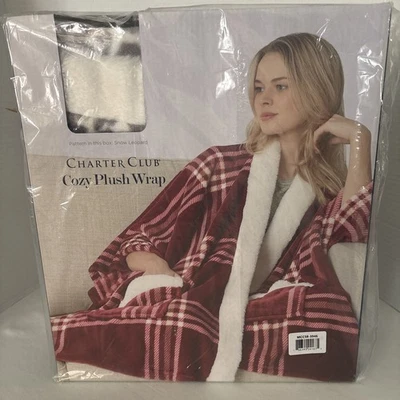 Charter Club Adult One Size Cozy Plush Wrap Snow Leopard Pattern NEW - Image 1 of 4