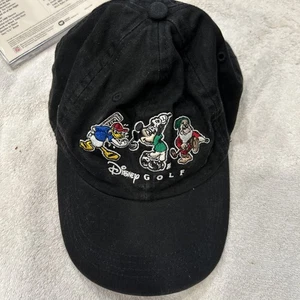 Disney Golf Hat Black Strapback Adjustable Ahead Mickey Mouse Donald Duck - Picture 1 of 3