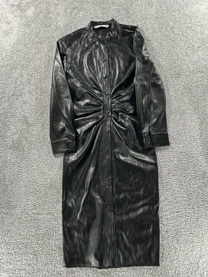 Zara Dress Womens Xs Black Faux Leather Bodycon - Image 1 of 4