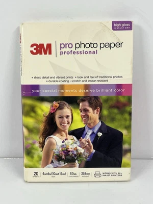 3M PRO Photo Paper Package / 20 Sheets 4X6 High Gloss Sealed Instant Dry Ink Jet - Image 1 of 3
