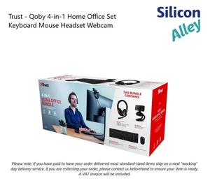 Trust Qoby 4-in-1 Home Office Wireless Keyboard & Mouse Headset HD Webcam Zoom - Picture 1 of 1