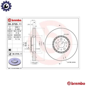2x BRAKE DISC 09.D725.11 FOR VOLVO XC90/SUV D5244T18/5244T5/5244T4 2.4L 5cyl - Picture 1 of 10