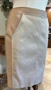 Arkis Damen 6 Khaki Lamm Leder Besatz über Knie Bleistiftrock B - Bild 1 von 9