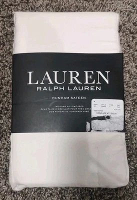 Наволочки Ralph Lauren 2 King однотонные белые 20 x 40 дюймов хлопок 300 TC - Изображение 1 из 3