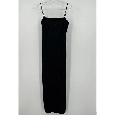 De Laru Womens Old Hollywood Gown Size 13/14 Black Beaded Column Vintage - Image 1 of 4