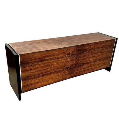 Cômoda de pau-rosa e cromo meados do século por Robert Baron para Glenn of California - Imagem 1 de 4