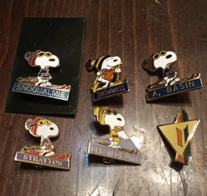 Vintage Snoop Skiing Resort Pins Lot Of 5 Snowmass Crested Butte 1971 - Picture 1 of 9