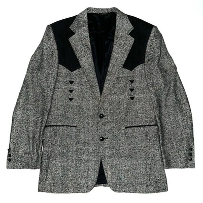 Blazer De Colección Pagano West Mancha Tweed Terciopelo Negro 40R/L EE. UU. Vaquero Rodeo Suroeste Foto 1 de 4