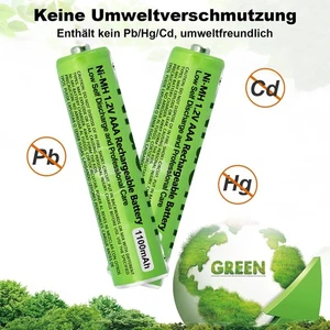 2X 1.2V NI-MH do telefonów stacjonarnych akcesoria 1100mAh AAA Battery Rechargeable - Zdjęcie 1 z 12