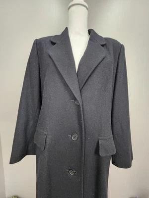 Abrigo de lana Bromley Collection para mujer talla 10 pequeño hecho en EE. UU. negro  Foto 1 de 4