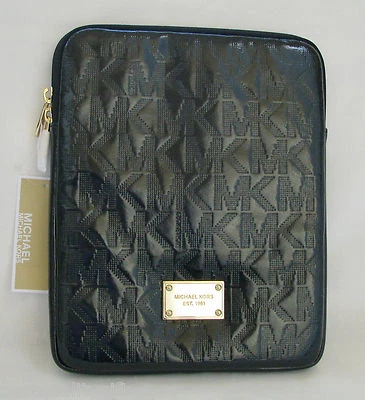 NEW MICHAEL KORS BLACK METALLIC MIRROR LEATHER+GOLD TABLET,IPAD CASE,COVER - Image 1 of 3