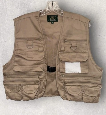 Chaleco de pesca Crystal River para hombre mediano caqui al aire libre aparejos con mosca bolsillos con cremallera tostado Foto 1 de 4