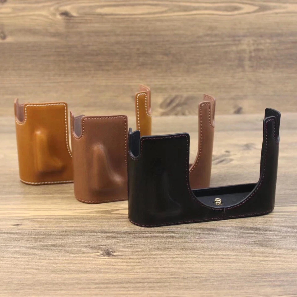 Media funda de cuero para cámara Leica Q Q-P Grip funda protectora bolsa Foto 1 de 1