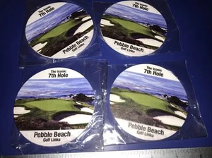 SET Of 4 Pebble Beach Golf Links Course Iconic 7th Hole Silicone Drink Coasters - Picture 1 of 4