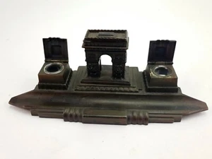 Vintage French Desk Decoration Inkwell Arc De Triomphe Souvenir - Picture 1 of 6