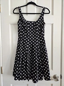 Vestido corto sin mangas Chaps para mujer talla 6P Petite lunares blanco y negro... - Imagen 1 de 3