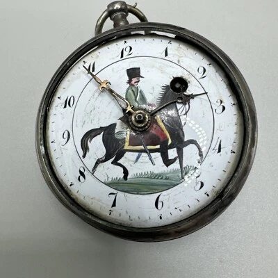 Very Unique Fusee Pocket Watch With Porcelain Dial. Hand Painted. Not Running - Image 1 of 4