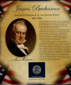 Postal Commemorative Society Präsidentenmünze 1 $ James Buchanan Briefmarke - Bild 1 von 2