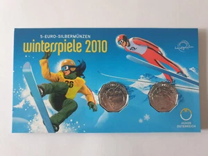 2 x 5 Euro Silbermünze Österreich 2010, Olympische Winterspiele 2010, HGH OVP - Bild 1 von 6
