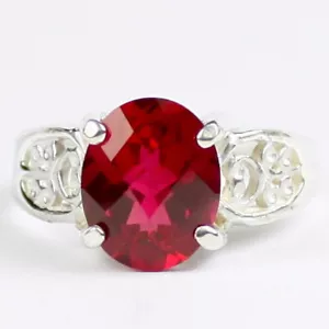 Created Ruby, 925 Sterling Silver Ladies Ring, SR369-Handmade - Picture 1 of 4