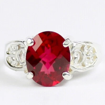 Created Ruby, 925 Sterling Silver Ladies Ring, SR369-Handmade - Image 1 of 4
