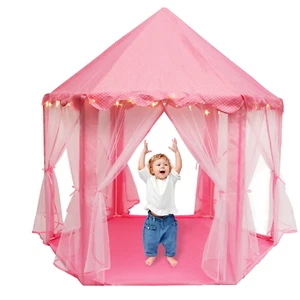 Indoor/Outdoor Fairy Princess Castle Tent, Pink Kids Large Playhouse Tent Kids P - Picture 1 of 12