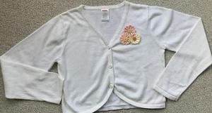 Gymboree White Cardigan Sweater Shrug Ribbon Flowers Freshly Picked Size 7 - Picture 1 of 3