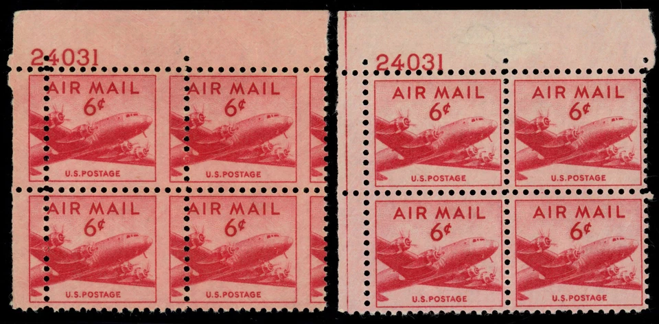 США Scott #C39, пластина # блок из 4, вертикальный Perf Shift новом NH (56329) - Изображение 1 из 1