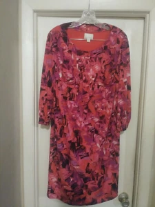 Donna Morgan Women's Multi-Color Polyester Button-Up 3/4 Sleeve Dress Size 16W - Picture 1 of 8