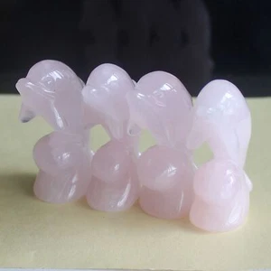 2'' Carved mixed gemstone crystal rose quartz opalite dolphin animal figurine - Picture 1 of 19