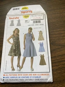 Burda Pattern 7949 Sleeveles Dresses Fit + Flare Sizes 6 8 10 12 14 16 18 UNCUT  - Picture 1 of 2