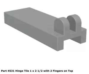 LEGO 1x 4531 Gray Hinge Tile 1 x 2 1/2 with 2 Fingers on Top Blacktron Space - Picture 1 of 1