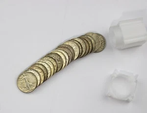 XF-BU+ Details Walking Liberty 20 Coin Half Dollar 1 Roll $10 90% Silver #5 - Picture 1 of 4