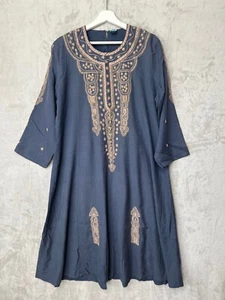 Vestido TÚNICA Hippy Boho de Colección Kaftan Pakistán Algodón Trabajo Bordado a Mano Años 60 M/L - Imagen 1 de 11