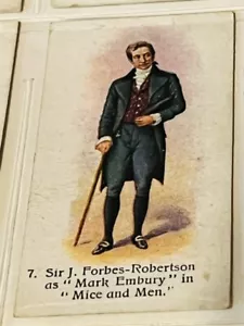 Tarjeta de tabaco John Player Hijo 1916 pasado presente actor Forbes Robertson ratones hombres - Imagen 1 de 3