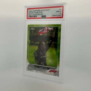 PSA 9 /199 Lewis Hamilton #4 Sapphire SSP Chartreuse Topps Chrome 2022 F1 - Picture 1 of 4