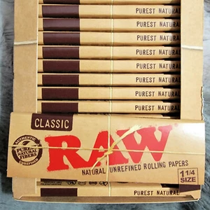 10 RAW CLASSIC NATURAL UNREFINED PAPERS 1 1/4 SIZE PACKS, PACK/50 (500 TOTAL) - Picture 1 of 3