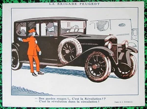 ROUBILLE Original 1925 Vintage French Ad Art Print PEUGEOT CAR ADVERT - Picture 1 of 1