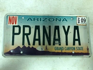 November 2009 ARIZONA License Plate PRANAYA - Picture 1 of 1