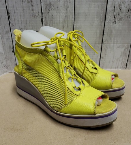 Sandali sneaker stringati Puma Madeira giallo fluo a rete plateau zeppa misura 8 5 M