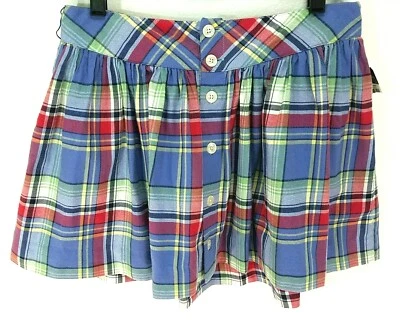 Falda de franela a cuadros Ralph Lauren línea A botón delantero multicolor niñas talla 16 nueva con etiquetas Foto 1 de 4