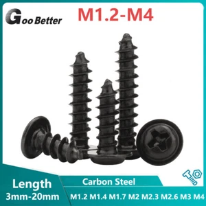 Pozi Flanged Self Tapping Screws M1.2-M4 M2 M2.6 M3 Black Phillips Button Head - Picture 1 of 12