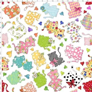 7 $ pro Yard Loralie APPLIKATE geworfen weiß Quilt Stoff #692-468 - Bild 1 von 1
