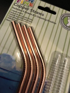 4er Set Kupfer Strohhalme und 2 Reinigungsbürsten - Bild 1 von 12