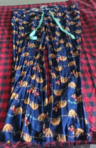 Pijama para dormir de franela de maternidad azul marino antiguo perezoso luces de Navidad XL - Imagen 1 de 6