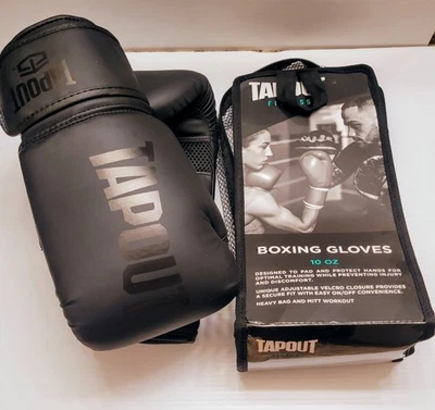 Guantes de Boxeo TAPOUT Unisex con Palma de Malla Transpirable 10 OZ en Negro Nuevos con Etiquetas Foto 1 de 4